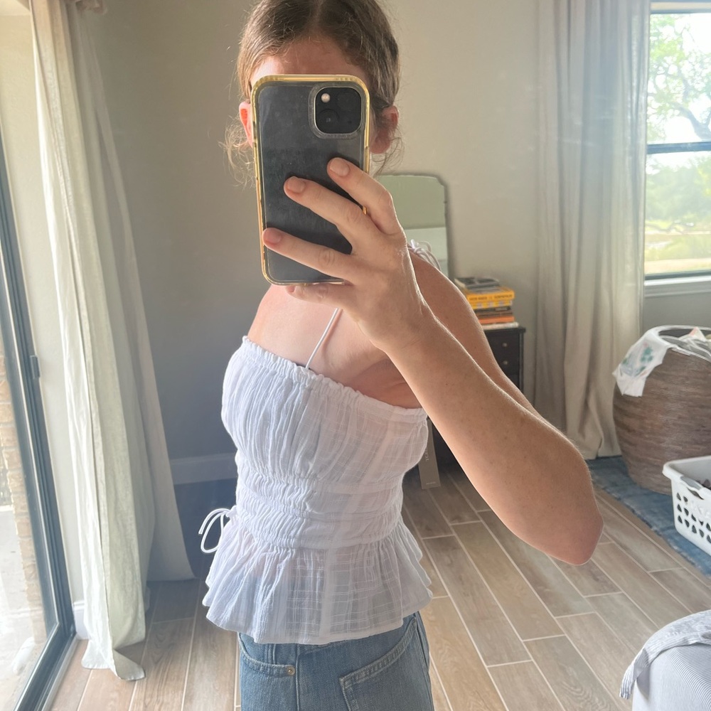 J. Crew Clio top NWT!! White cotton gauze tank with tie straps and waist!